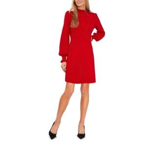 CeCe Vibrant Red Long Sleeve Dress